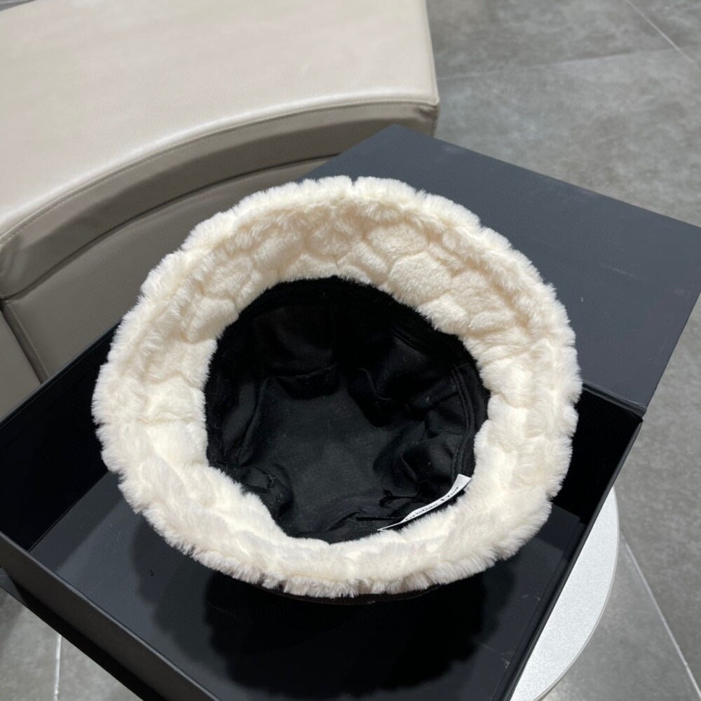 Dior Teddy Bear Embroidered White Faux Fur Bucket Hat - Picture 4 of 8